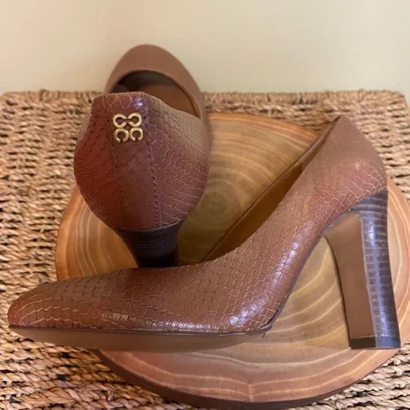 Coach Snake Print Heels in Cognac size 6.5 - Picture 6 of 8